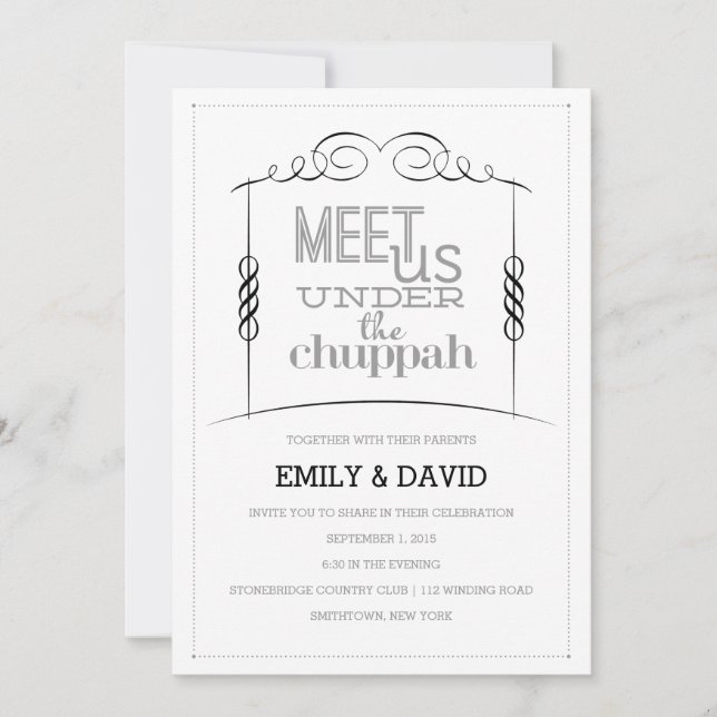 Bajo la invitación a la boda judía Chuppah (Anverso)