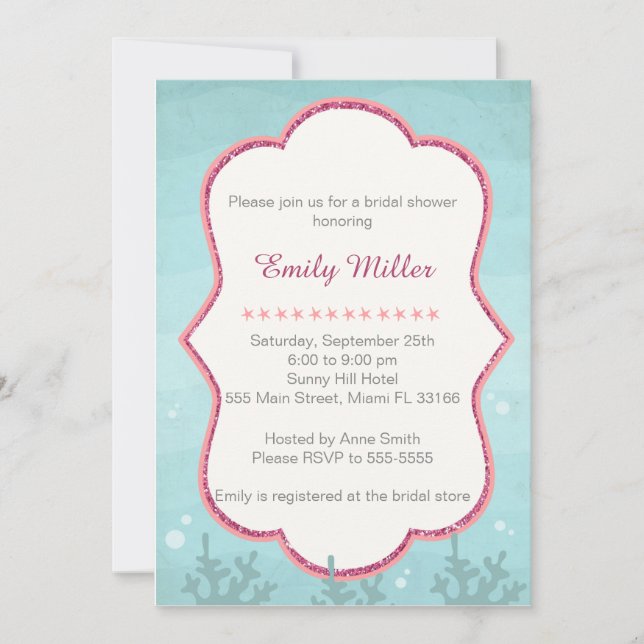 bajo la invitación a la ducha de novia en el mar (Anverso)