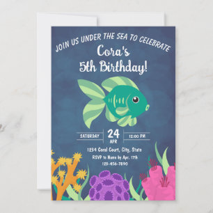 Bajo la invitación al cumpleaños de los arrecifes 