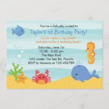 Bajo la invitación al cumpleaños del mar (chicos)