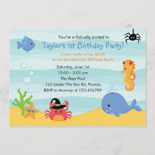 Bajo la invitación al cumpleaños del mar (Hallowee