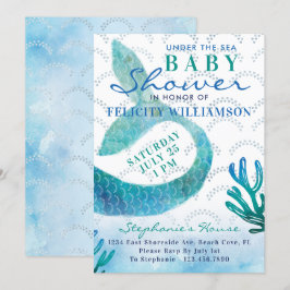 Bajo la invitación de Baby Shower a la sirena mari