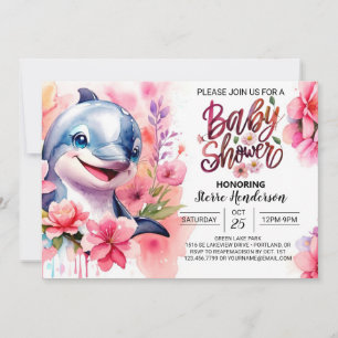 Bajo la invitación de Baby Shower a los delfines d