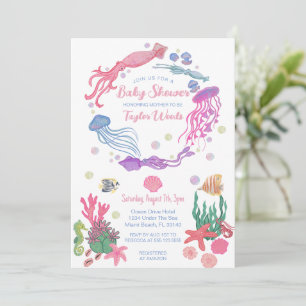 Bajo la invitación de Baby Shower de Animales Oceá