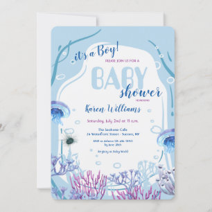 Bajo la invitación de Baby Shower Sea Blue