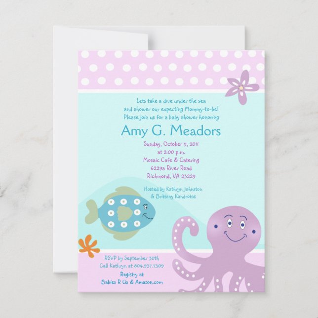 Bajo la invitación de Baby Shower Sea Ocean (Anverso)