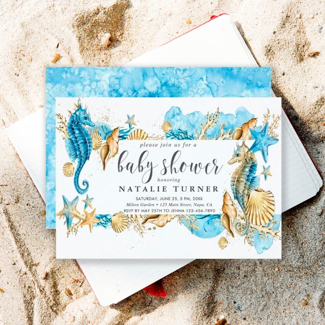 Bajo la invitación de Baby Shower Sea Seahorse (Subido por el creador)