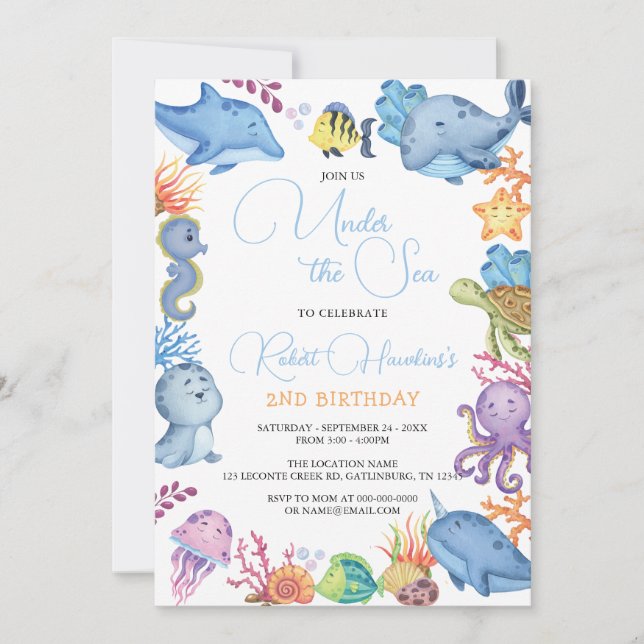 Bajo la invitación de cumpleaños de los animales d (Anverso)