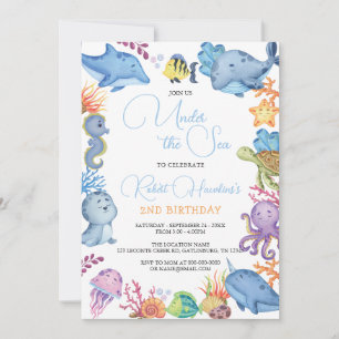 Bajo la invitación de cumpleaños de los animales d