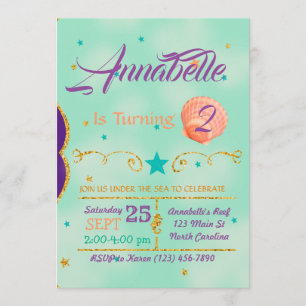 Bajo La Invitación De Cumpleaños Del Mar