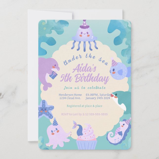 Bajo la invitación de cumpleaños del mar (Anverso)