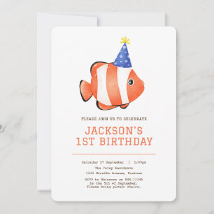 Bajo la invitación de cumpleaños del pez payaso de