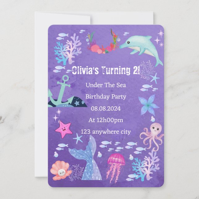 BAJO LA INVITACIÓN DE CUMPLEAÑOS MARÍTIMOS (Anverso)
