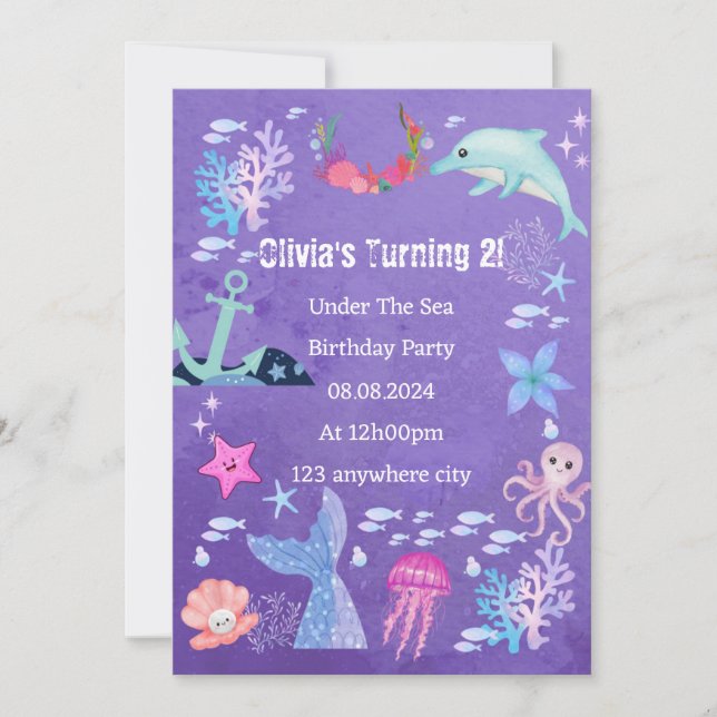 BAJO LA INVITACIÓN DE CUMPLEAÑOS MARÍTIMOS (Anverso)