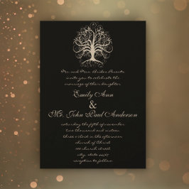 Bajo la invitación de la boda negra del árbol de l