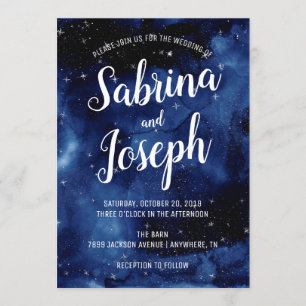Bajo la invitación de la boda nocturna con cielo