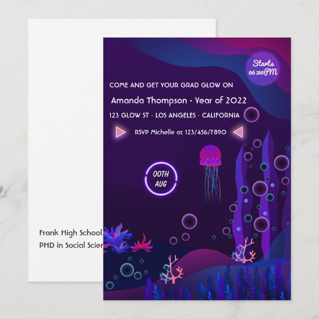 Bajo la invitación de la fiesta de graduación de S (Anverso / Reverso)