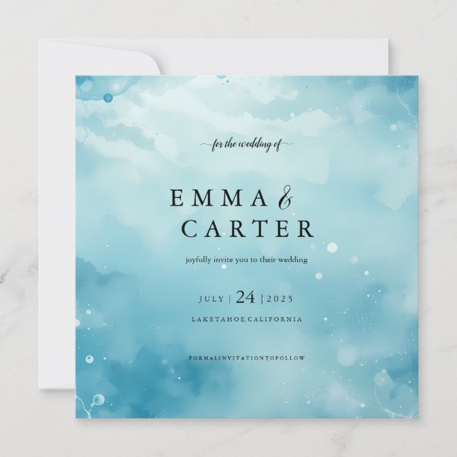 Bajo la Invitación del Boda de acuarela marina (Anverso)