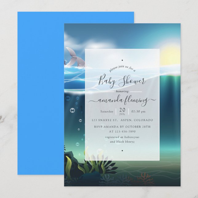 Bajo la invitación náutica a Baby Shower (Anverso / Reverso)