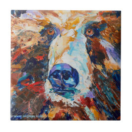"Bajo la mirada del oso" baldosa de cerámica