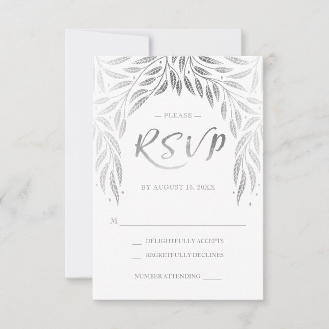 Bajo la sabia boda RSVP Faux Silver (Anverso)
