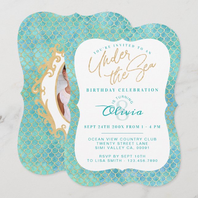 Bajo la sirena marina, foto invitación al cumpleañ (Anverso / Reverso)