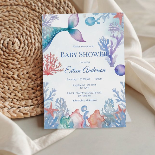 Bajo la sirena marina invitación Baby Shower (Under the Sea Mermaid Baby Shower Invitation)