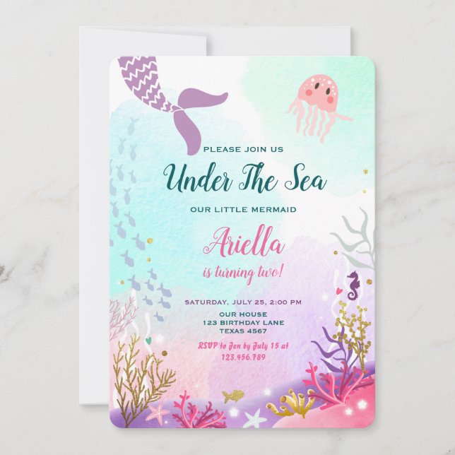 Bajo la sirena marina, la invitación al cumpleaños (Anverso)