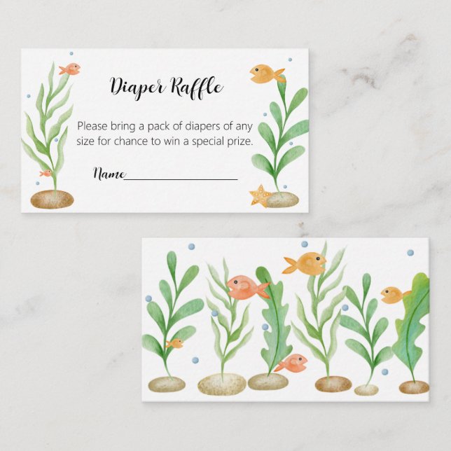 Bajo la tarjeta de Baby Shower Diaper Raffle de Se (Anverso / Reverso)