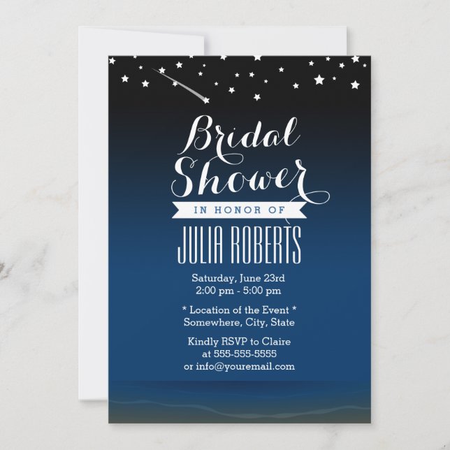 Bajo las estrellas invitaciones a la ducha de novi (Anverso)