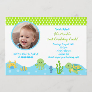 Bajo las invitaciones de cumpleaños a Sea Boy Phot