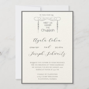 Bajo las tarjetas de la boda judía Chuppah