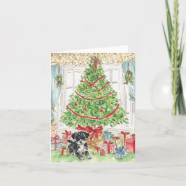 Bajo las tarjetas de los Navidades del árbol de Na