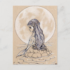 Bajo una pequeña postal de sirena de luna llena