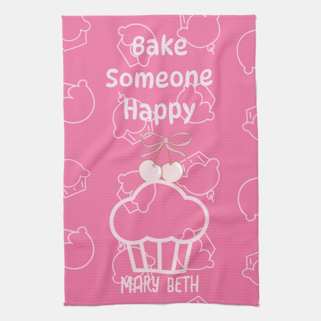 Bake happy pink Kitchen Toallas (Vertical)