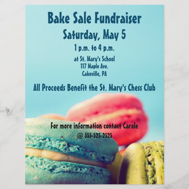 Bake Sale Fundraiser Volante Macarones coloridos (Frente)