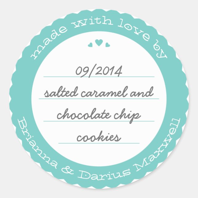 Baked Goods Round Gift Label Pegatina Circle Verde (Anverso)