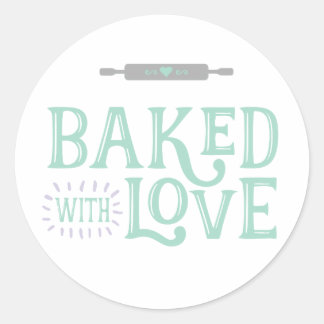 Baked With Love Round Pegatina