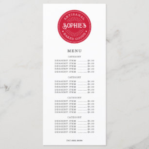 Baker Bakery Pastry Chef Logotipo Menú plano