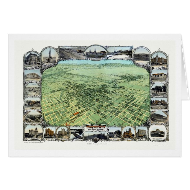 Bakersfield, mapa panorámico de CA - 1901 (Anverso (Horizontal))