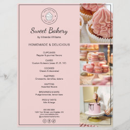 Bakery Custom Logo Photo QR Code Pink Flyer