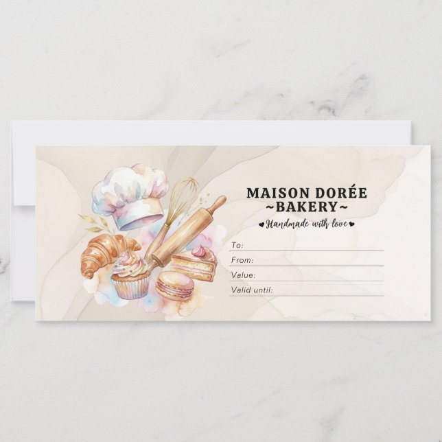 Bakery Store Pastry Chef Desserts Gift Certificate (Anverso)