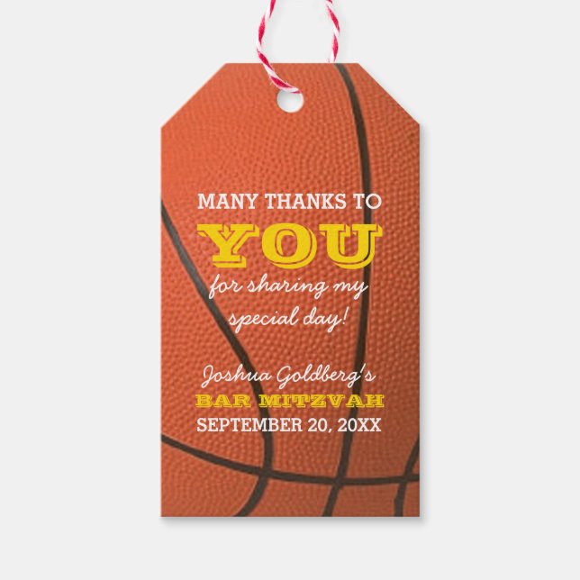 Baketball Gracias Etiqueta De Favor (Anverso)