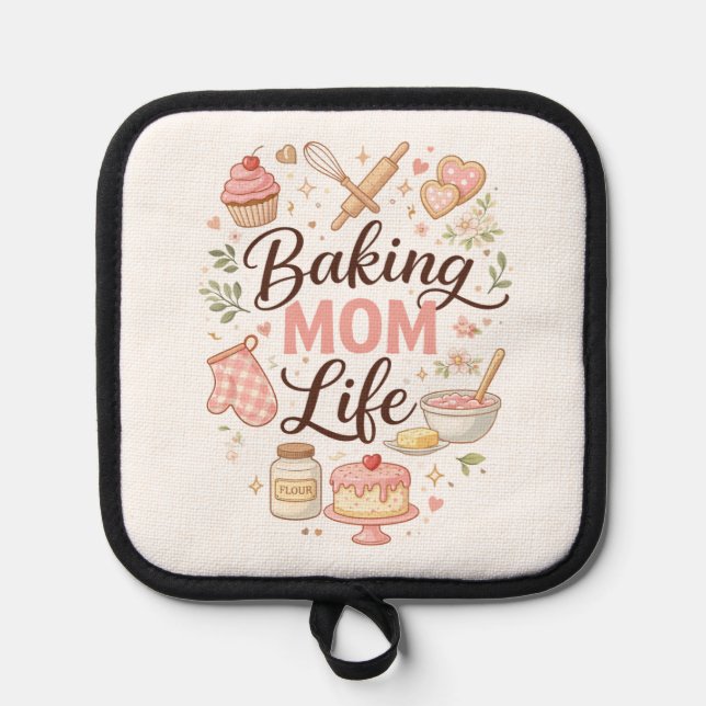 Baking Mom Life Oven Mitt & Pot Holder - Cute Past (Anverso)