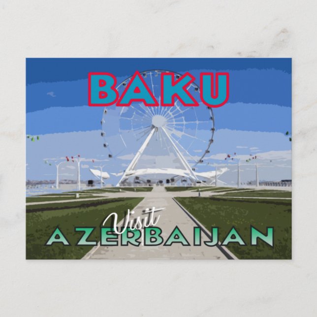 Bakú, visita postal de Azerbaiyán (Anverso)