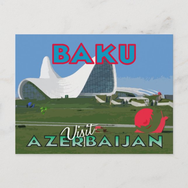 Bakú, visita postal de Azerbaiyán (Anverso)