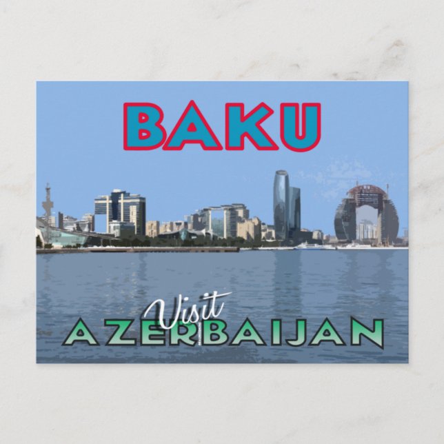 Bakú, visita postal de Azerbaiyán (Anverso)
