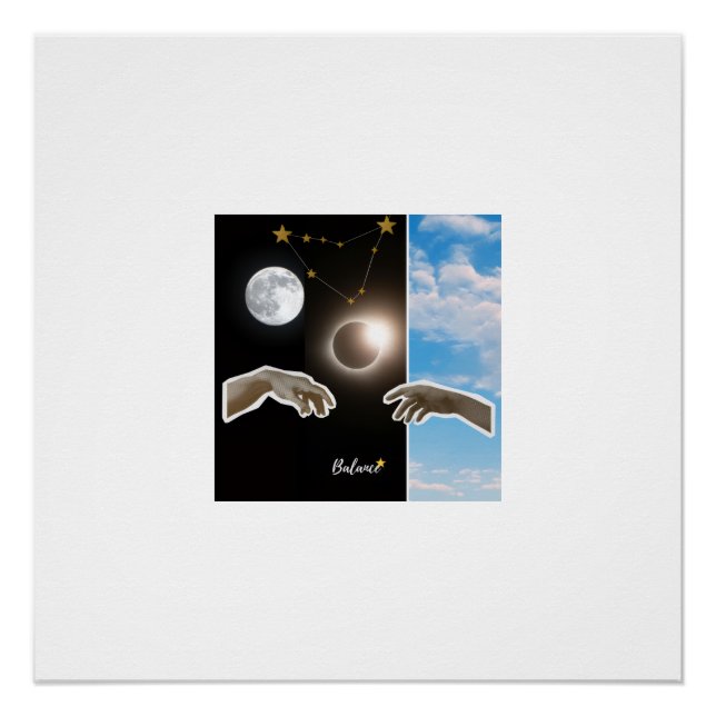 Balance Astrology Eclipse and Moon Surreal Poster (Anverso)