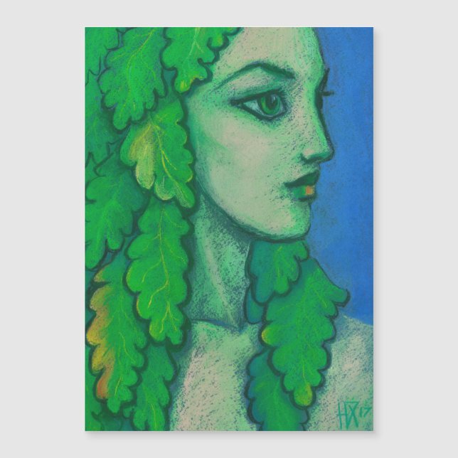 Balanis, dryad, hojas verdes, diosa forestal, arte (Anverso)