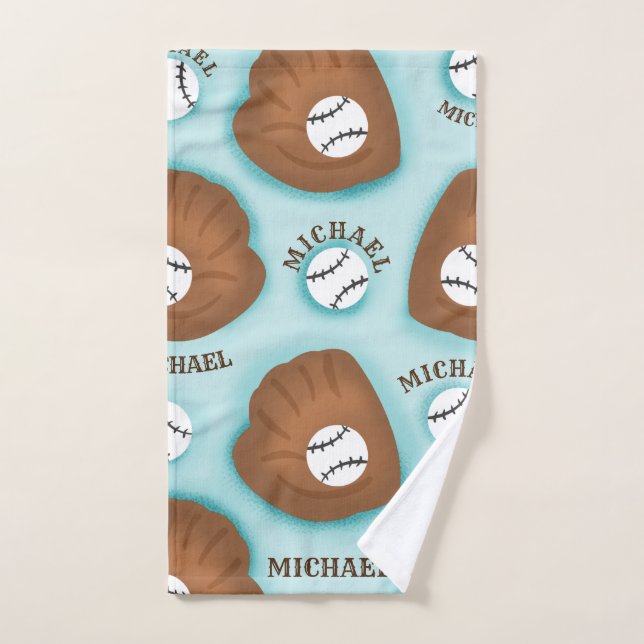 Balanza de guante de béisbol y modelo de nombre de (Toalla de mano)